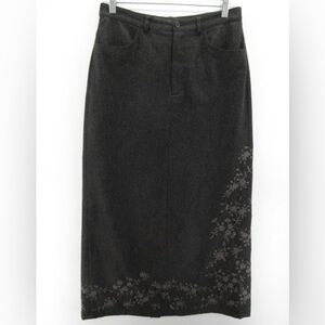 NWT vtg Eddie Bauer wool blend embroidered Floral maxi Skirt SZ 8 28”